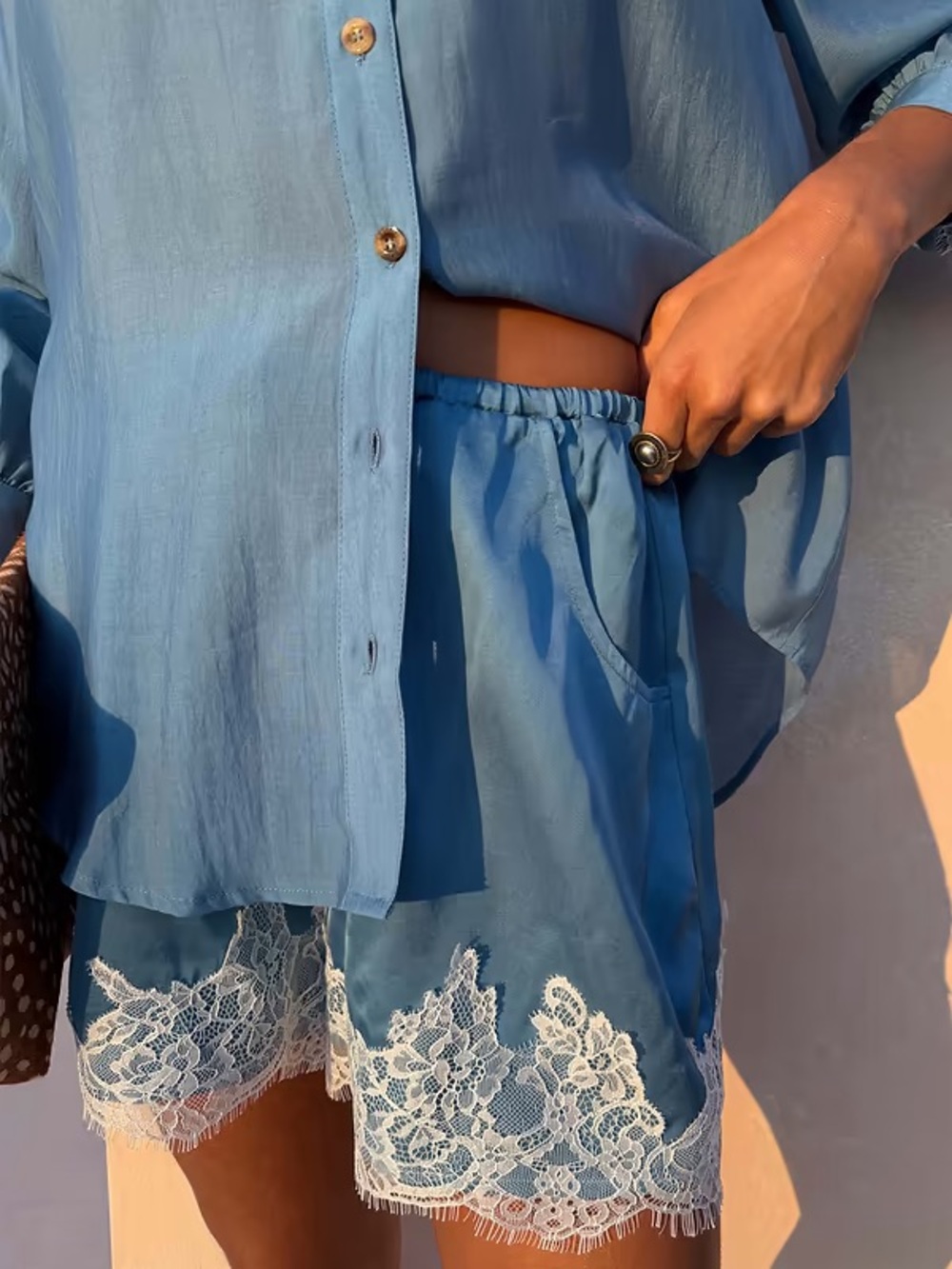 Never Fully Dressed Blue Satin Shorts